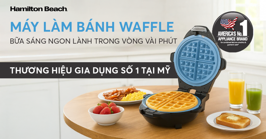 Máy làm bánh Waffle và đồ ăn sáng đa năng Hamilton Beach 26049-IN